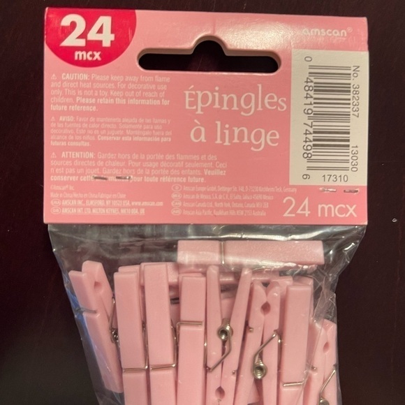 Clothespins Mini Pink 24 Pcs - Picture 2 of 2